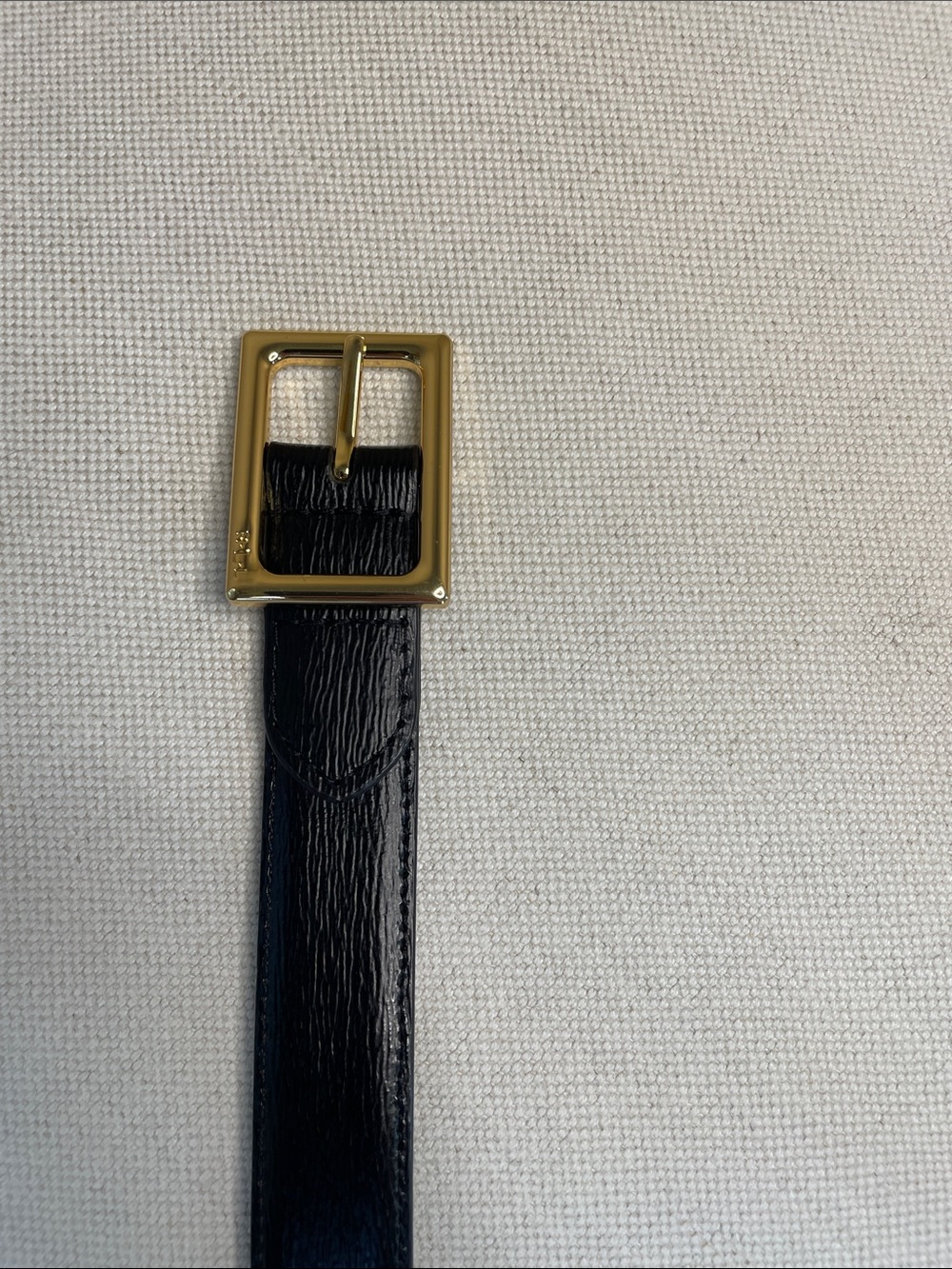 Lauren Ralph Lauren Black Leather Belt with Gold Buckle - Picture 3 of 4